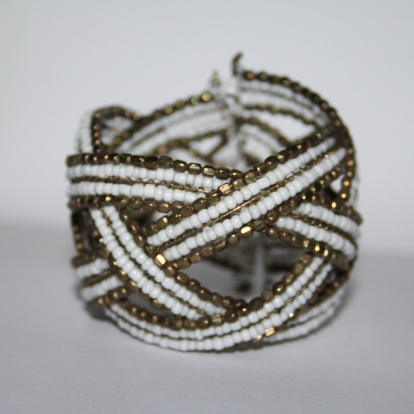 Vintagejelyfish Jewelry - White and gold cuff bracelet